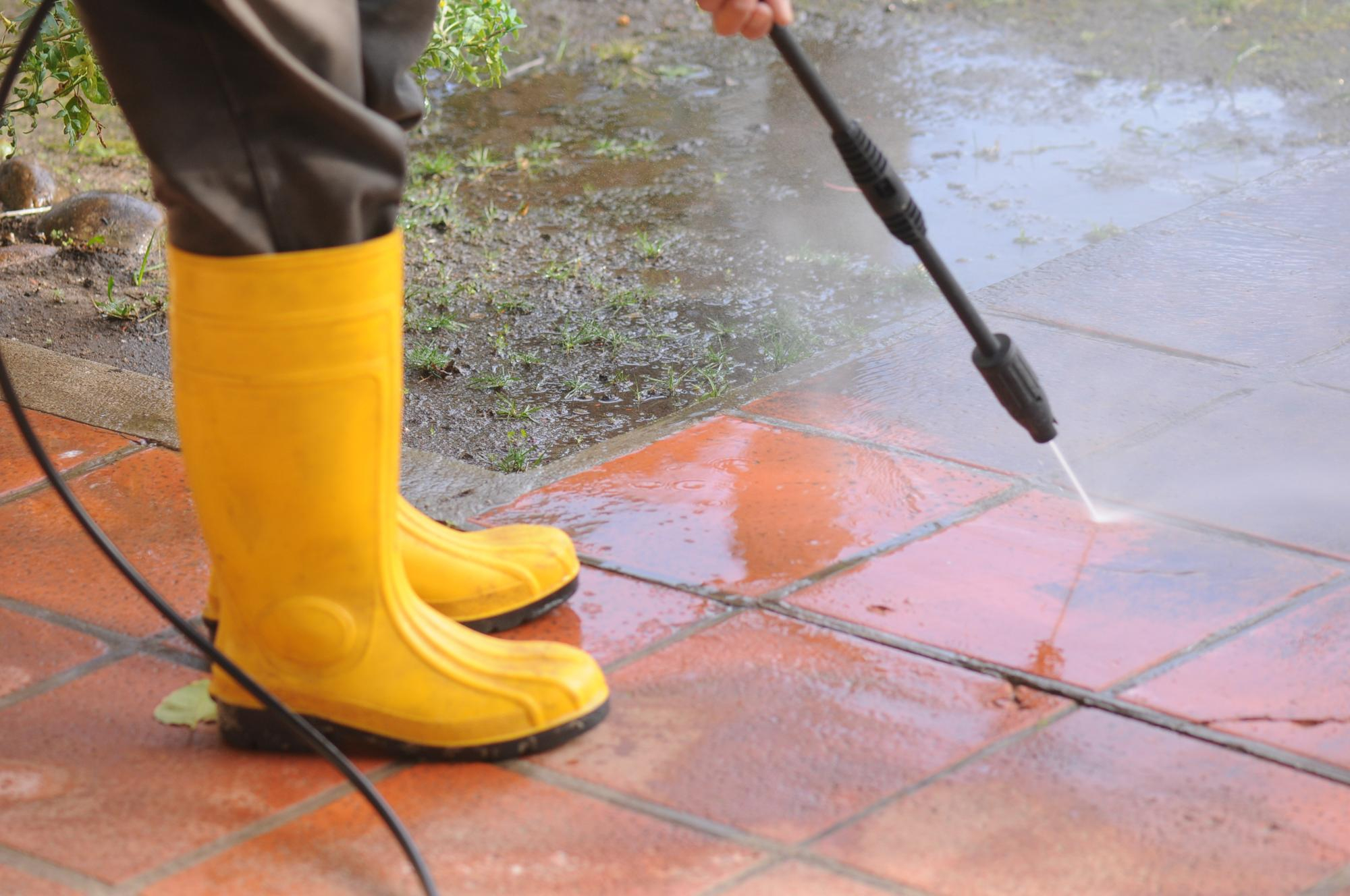 Jet washing patio and exterior surfaces